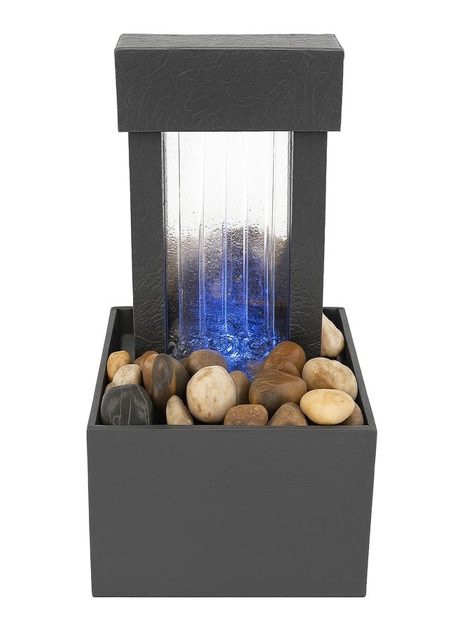 OSFT Mirrored Waterfall Tabletop Fountain with LED Light Show & Natural River Rocks - Indoor Decorative Water Feature for Home, Office, Meditation & Feng Shui Décor - Image 1